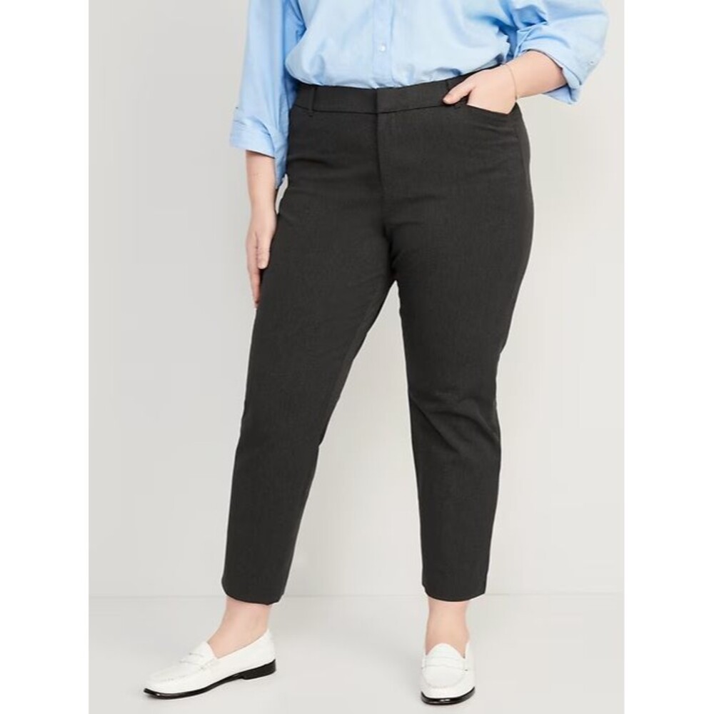 Old Navy Pixie Straight Ankle Pants Womens 20 Heather Gray High Rise Stretch NEW
